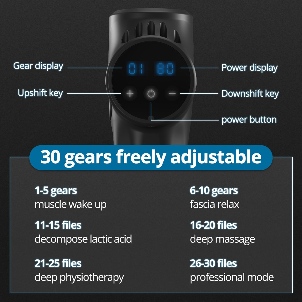 N - Professional Massage Gun - 30 Speeds/8 Heads - Touch Screen