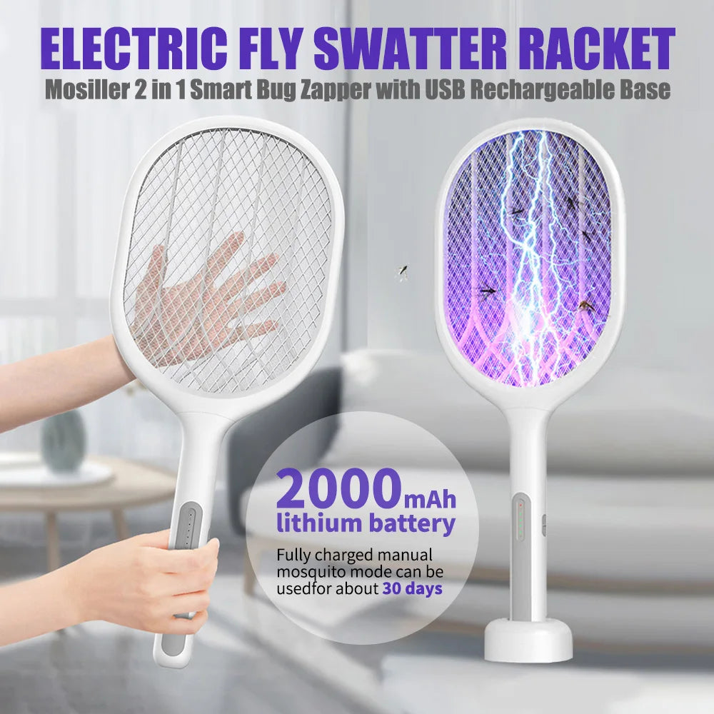Electric Insect Swatter Racket | 2-in-1 Trap Lamp