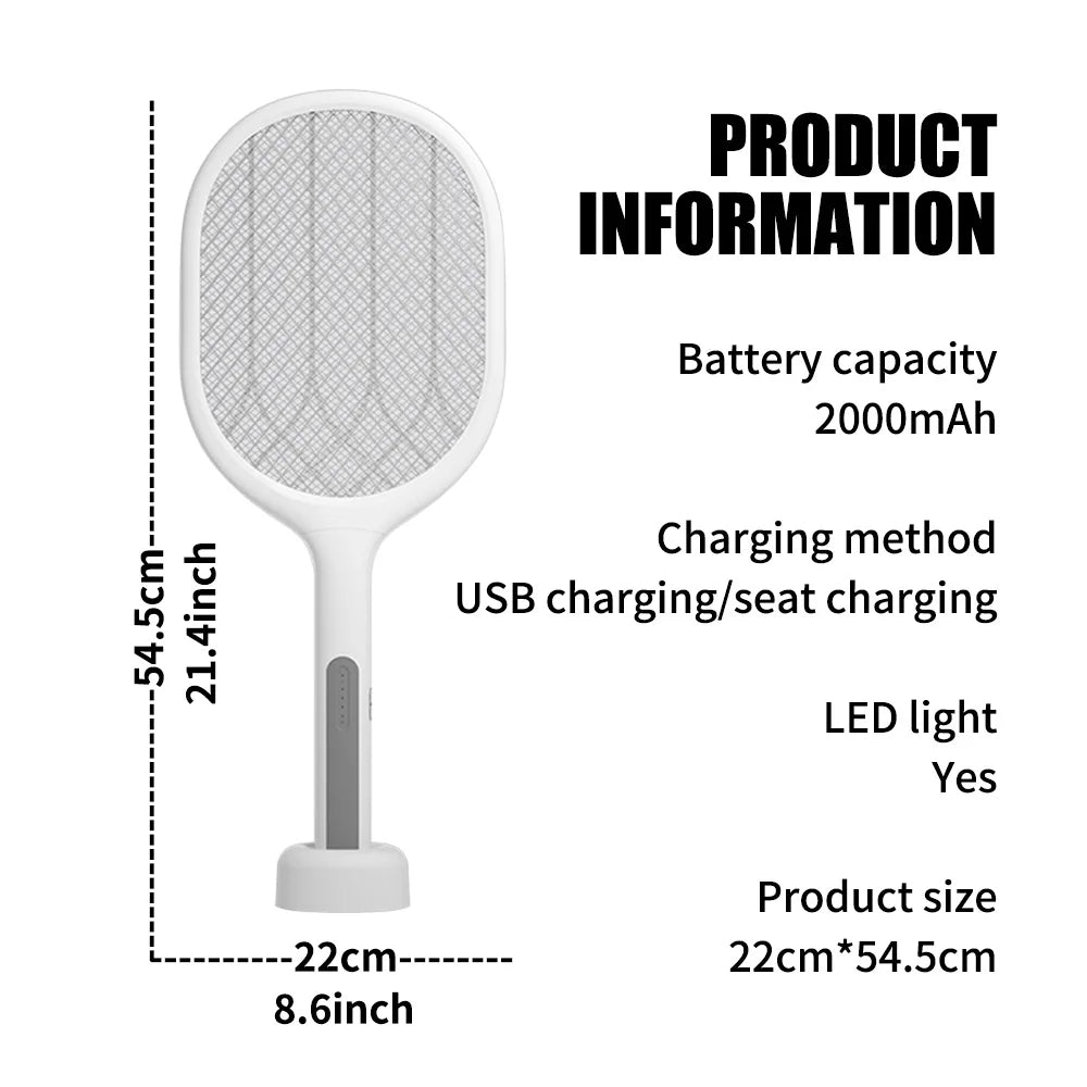 Electric Insect Swatter Racket | 2-in-1 Trap Lamp