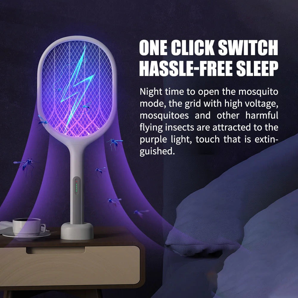 Electric Insect Swatter Racket | 2-in-1 Trap Lamp