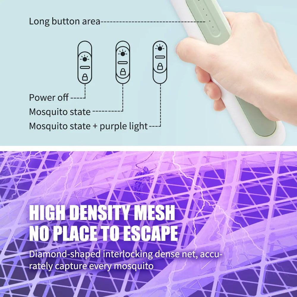 Electric Insect Swatter Racket | 2-in-1 Trap Lamp