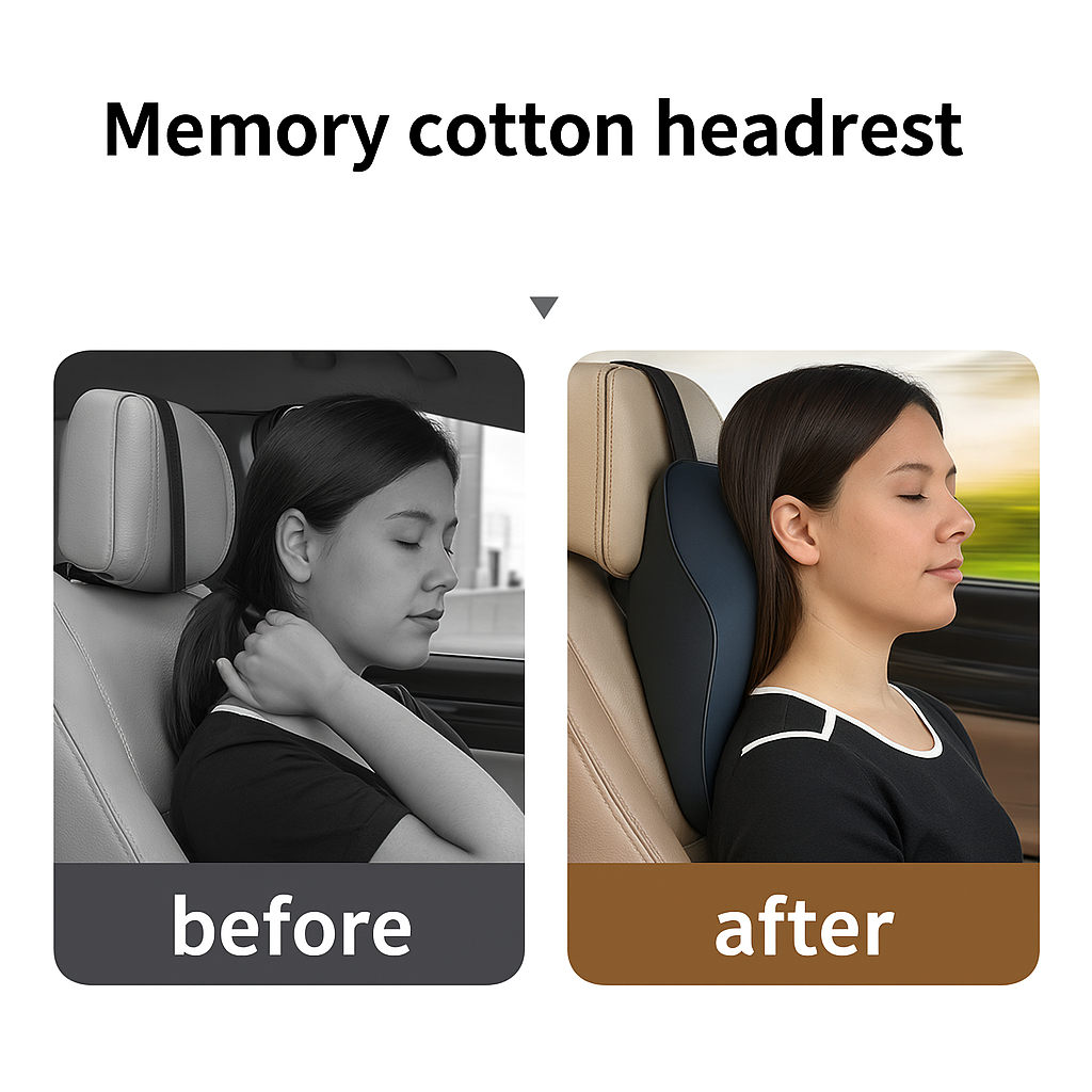 Memory Foam Car Neck Pillow | Adjustable Support