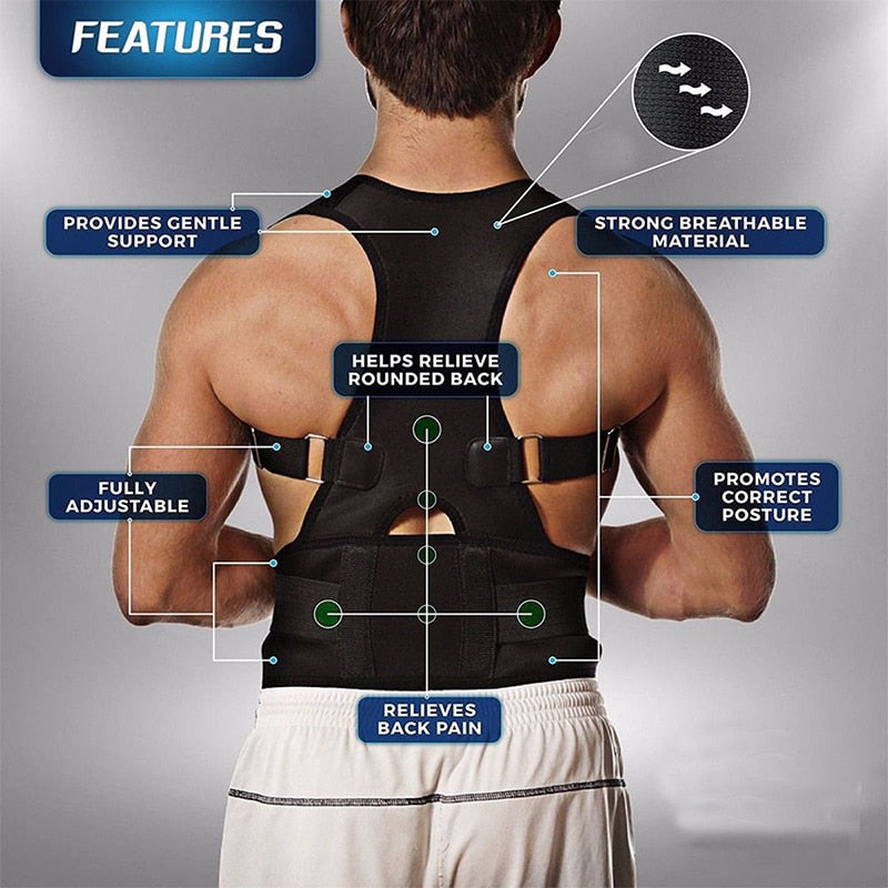 Magnetic posture corrector for back & shoulders