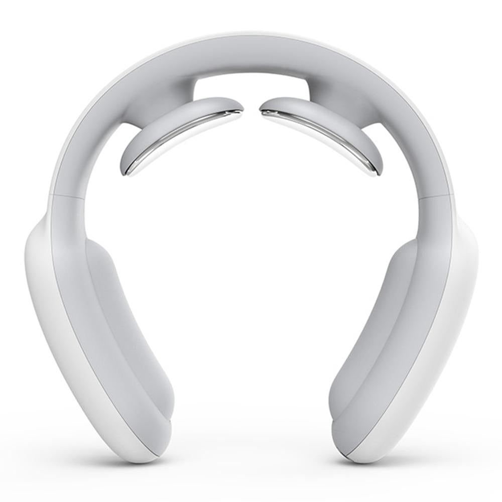 Hero front view of the DeepPulse neck and shoulder massager showing curved collars and 42C heat function for targeted comfort