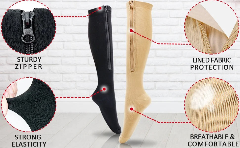 Medical Zipper Compression Socks | 15–20mmHg Support