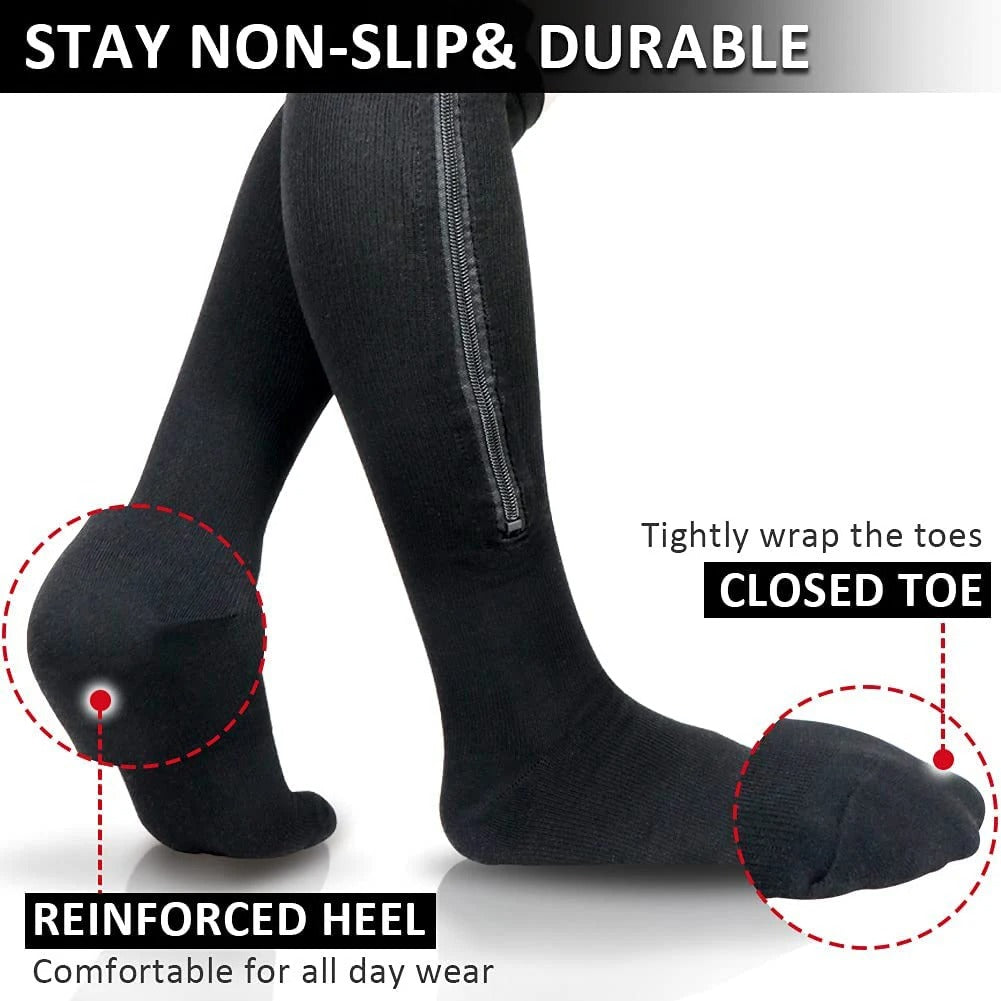 Medical Zipper Compression Socks | 15–20mmHg Support