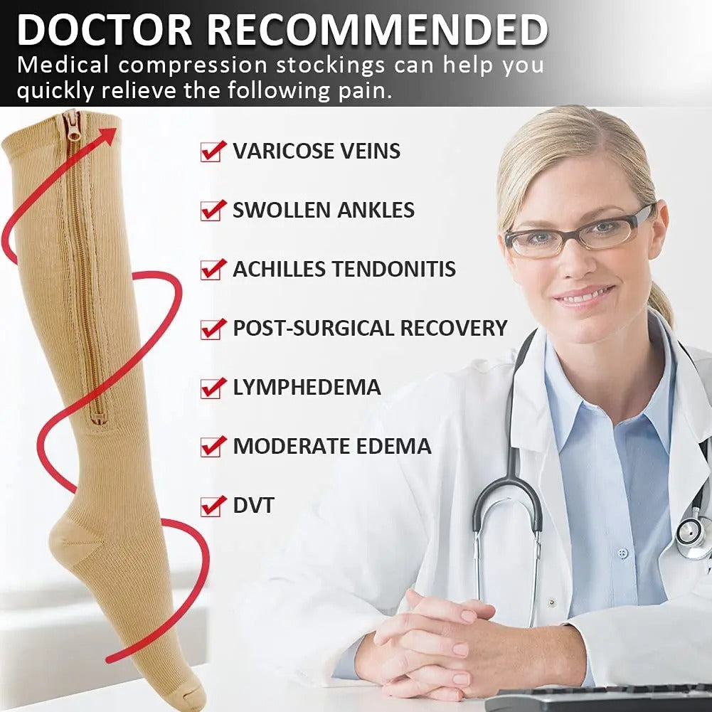 Medical Zipper Compression Socks | 15–20mmHg Support