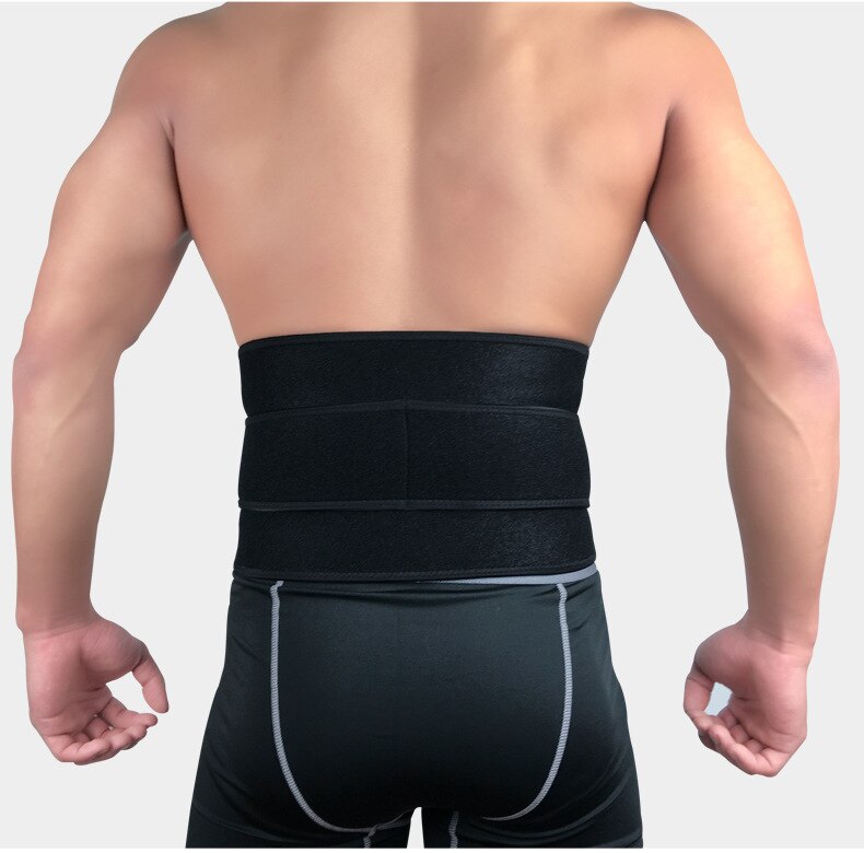 Lumbar waist support belt, front hero view, breathable mesh lining and adjustable elastic straps for targeted lumbar support.