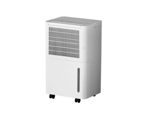 White portable 12L dehumidifier and air purifier, front view with LED display and 2.1L tank for small home rooms.
