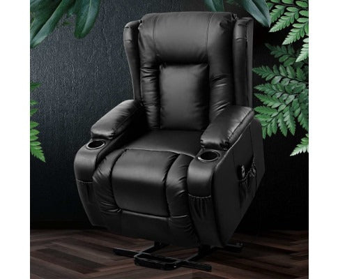 Lift Assist Heated Massage Recliner Chair | Black
