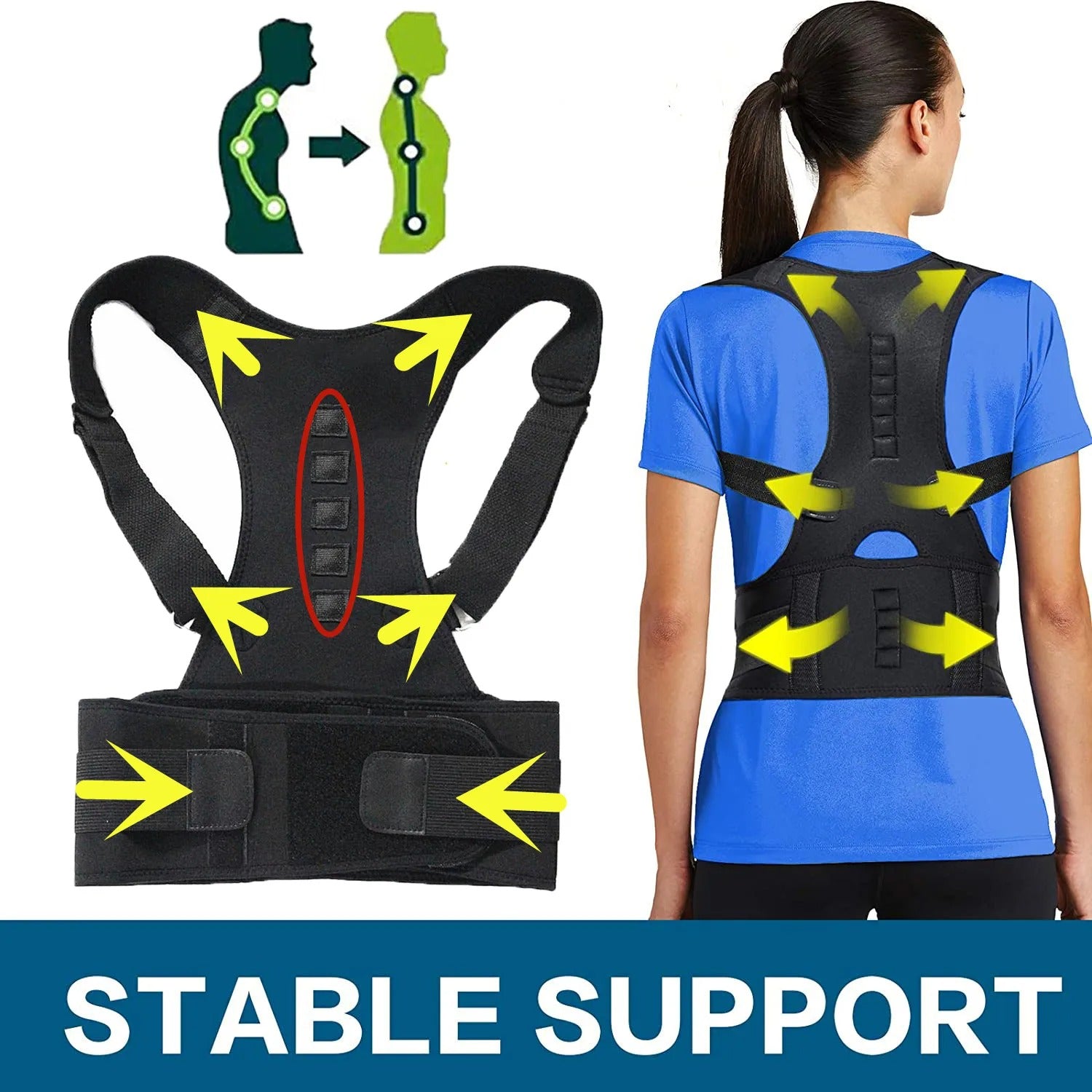 Magnetic posture corrector for back & shoulders