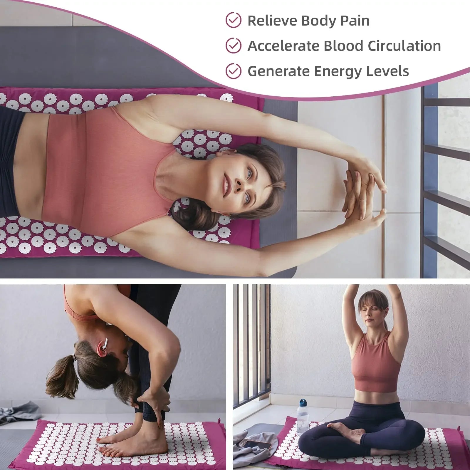 Yoga Acupressure Mat | Back & Neck Set