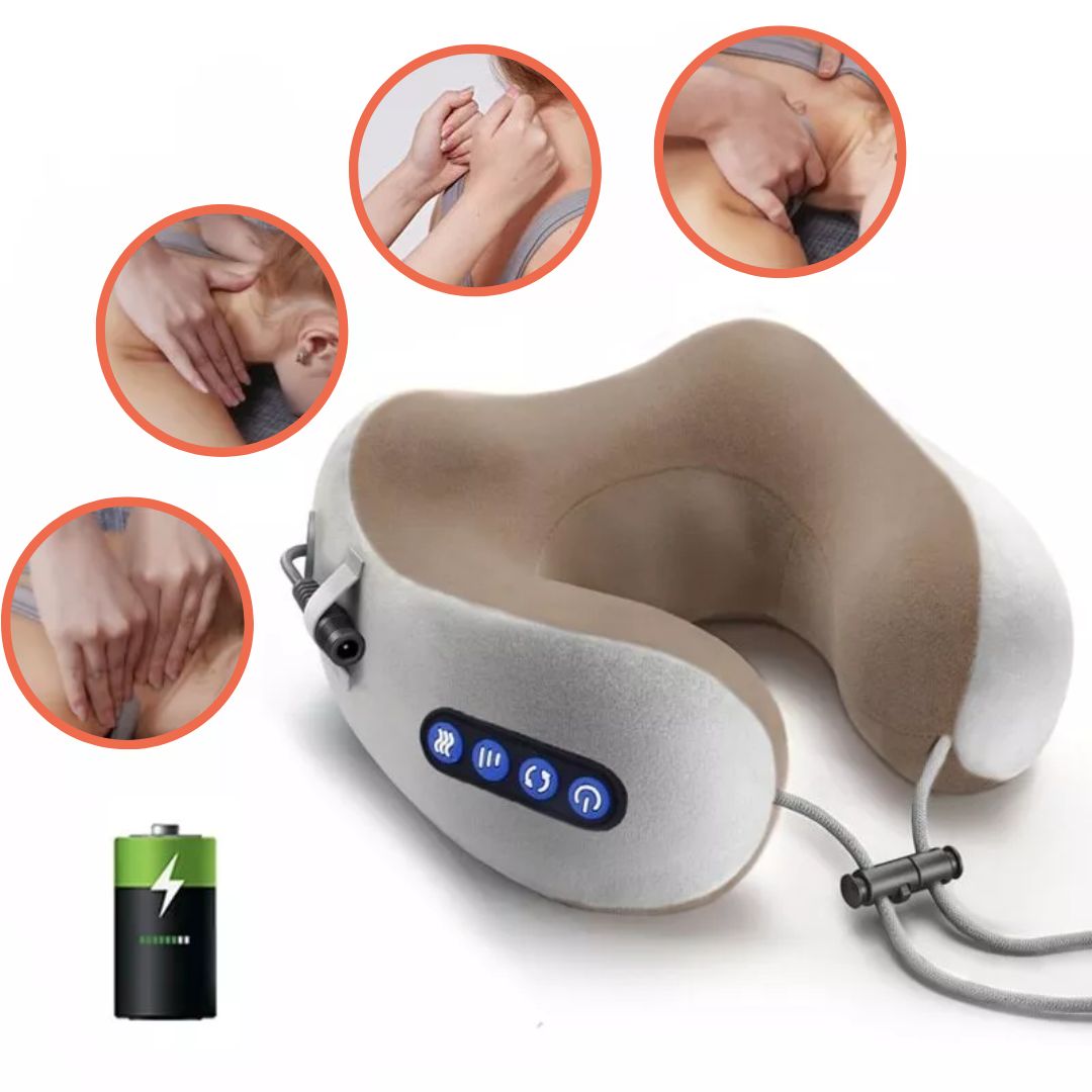 N - Shiatsu Heated Massage Pillow – Deep Kneading Neck & Shoulder Relief | Portable & Rechargeable