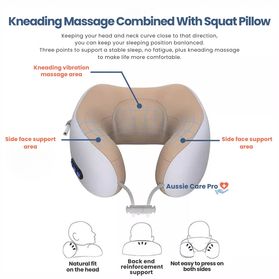 N - Shiatsu Heated Massage Pillow – Deep Kneading Neck & Shoulder Relief | Portable & Rechargeable