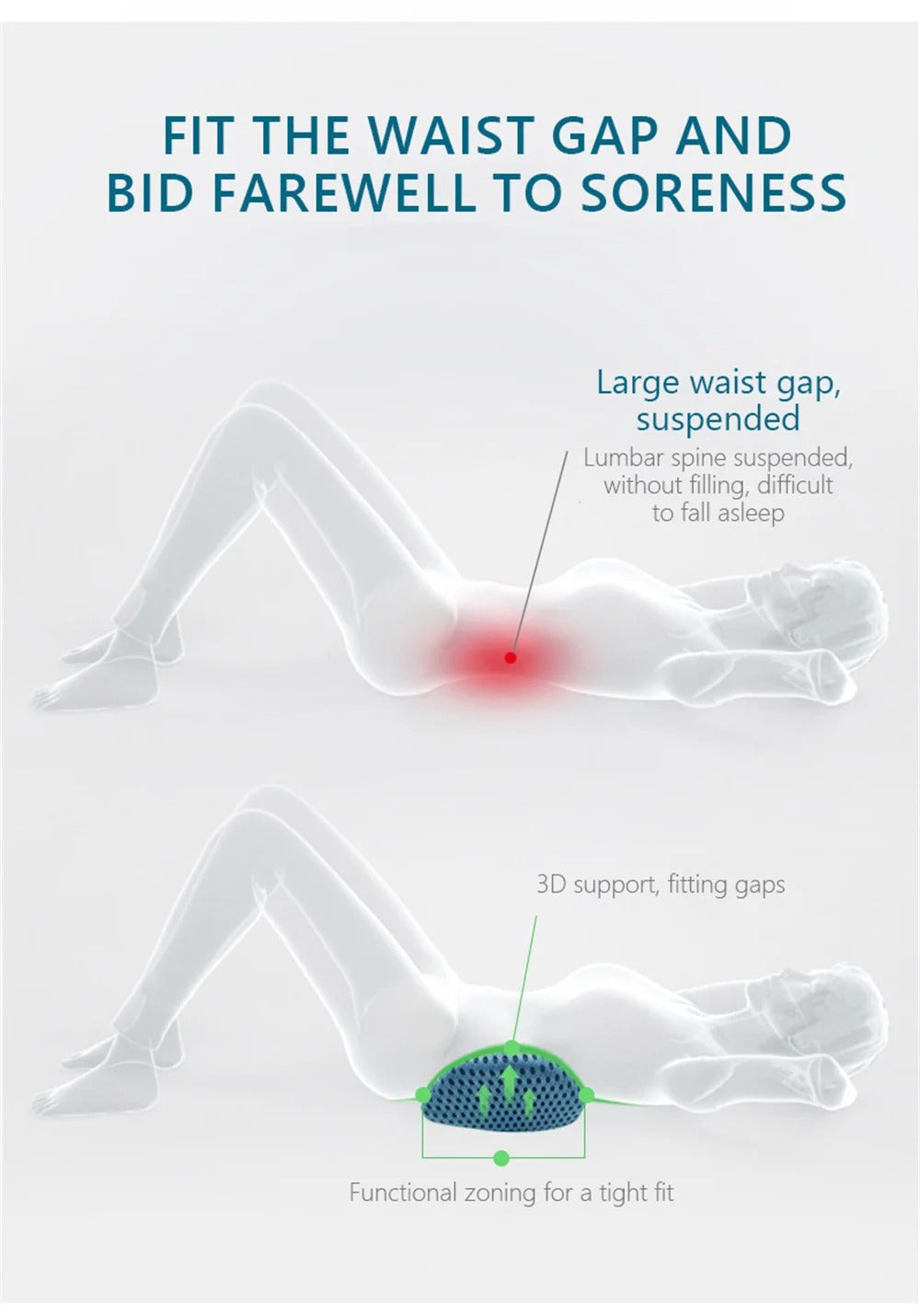 Breathable Memory Foam Lumbar Support Pillow