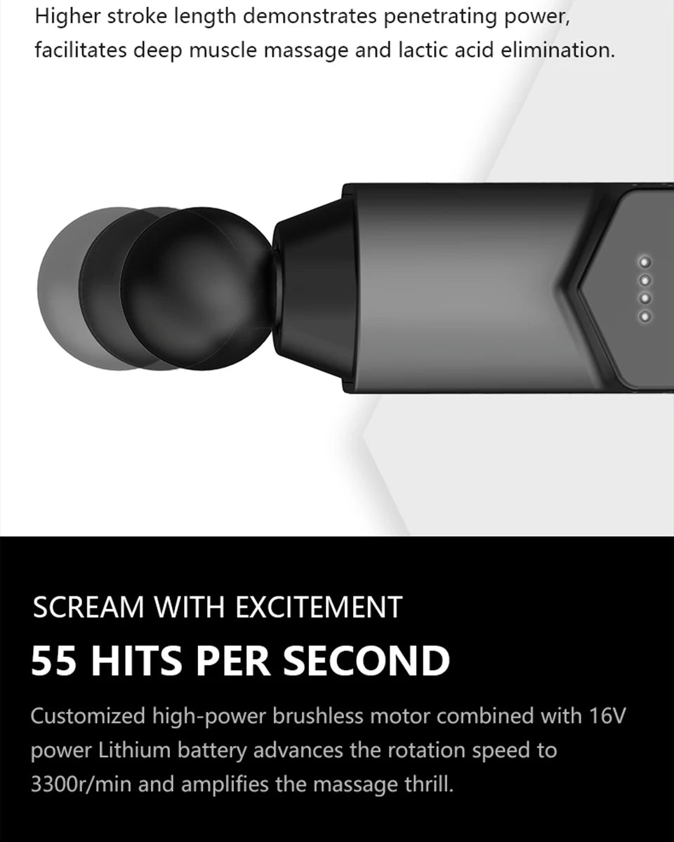 T-Series Muscle Massage Gun 12mm (1300–3300rpm)