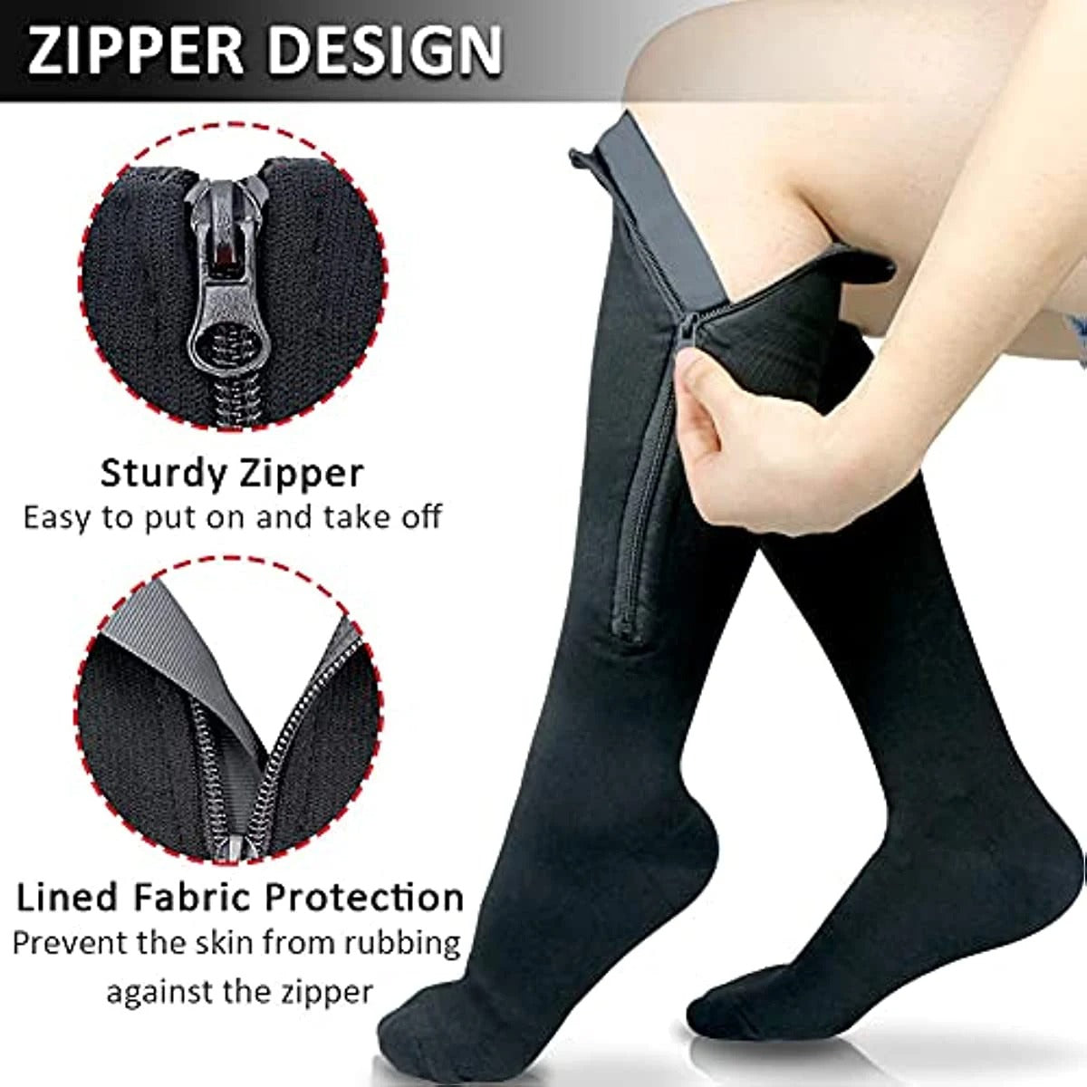 Medical Zipper Compression Socks | 15–20mmHg Support