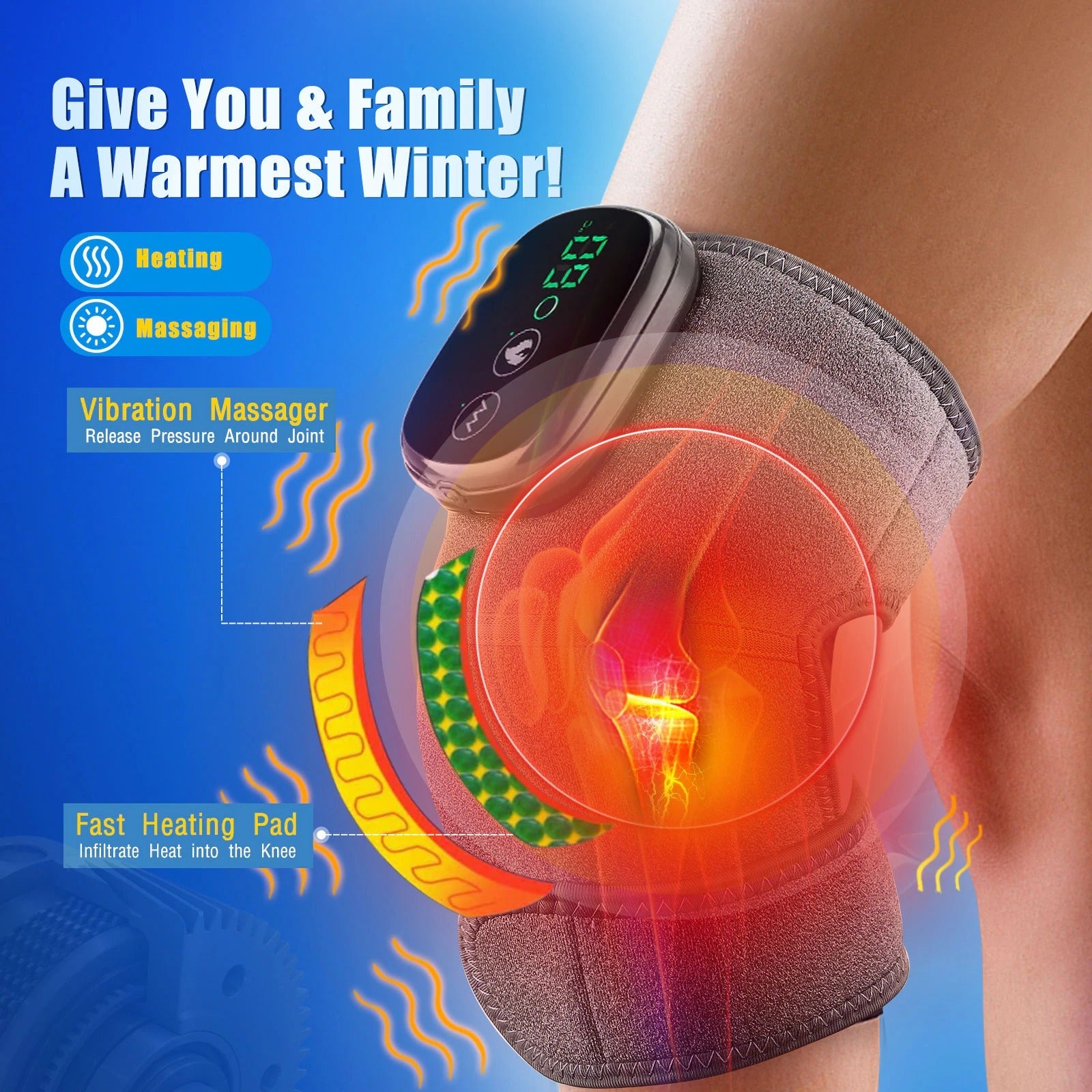 Thermal Knee Massager | Heat & Vibration (3-in-1)