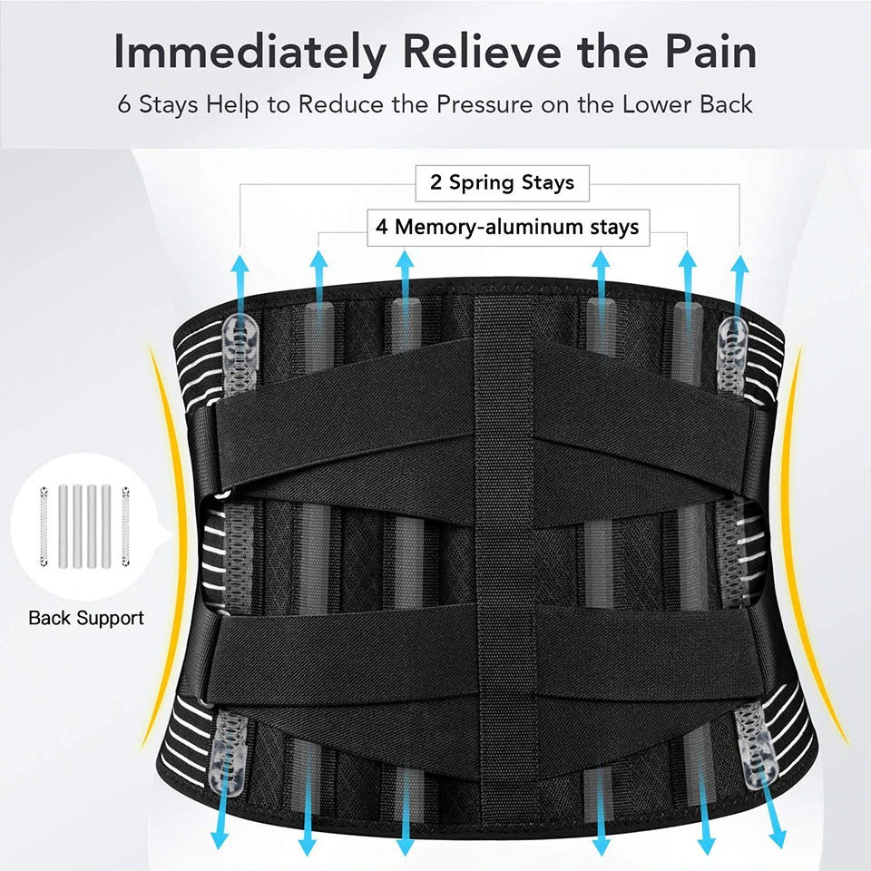 Lower Back Brace | 6 Stay Anti Skid Lumbar Support