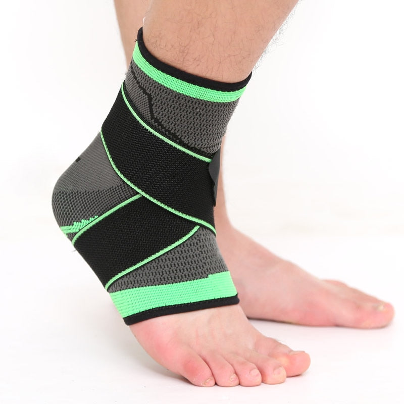 Ankle Brace Compression Support for swelling and pain relief, front view showing breathable fabric and secure fit.