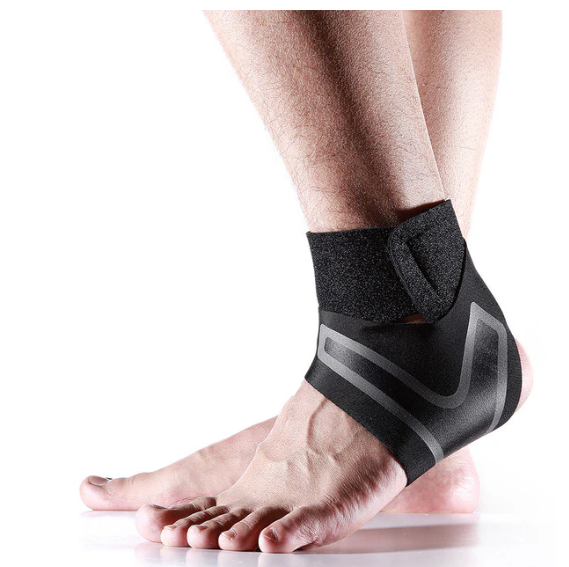 Unisex ankle brace support front view with adjustable compression straps and breathable design to help stabilise ankles.