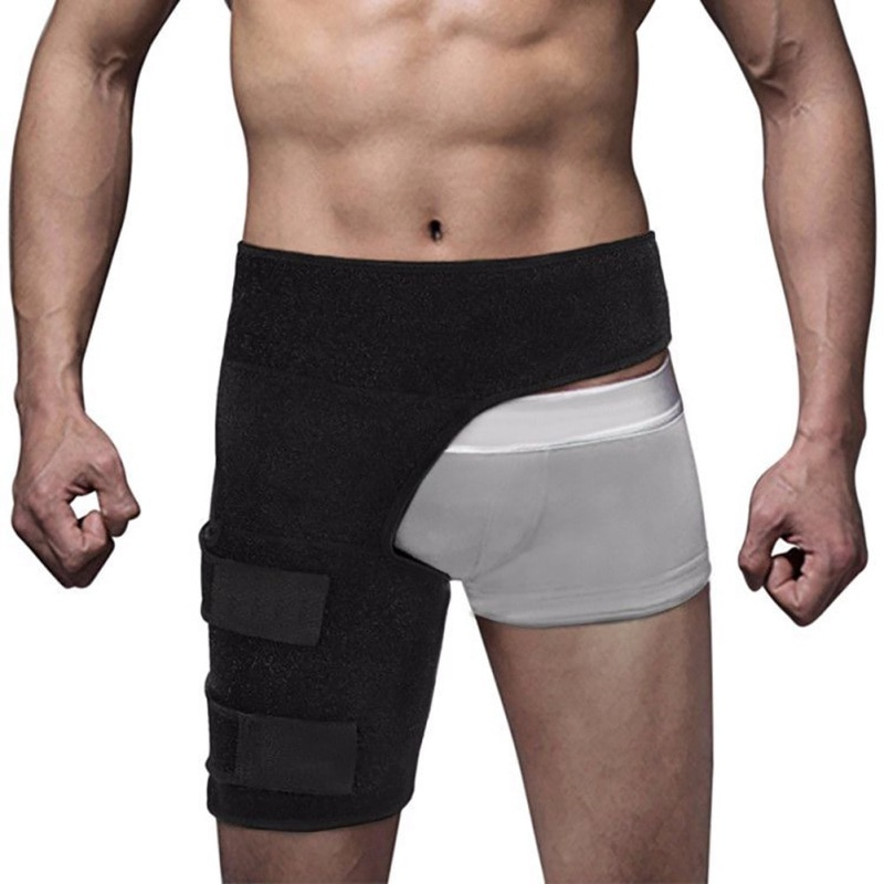 Orthopaedic hip brace, hero front view, adjustable one-size design for 66–117 cm waists that helps support hip and groin comfort during movement.