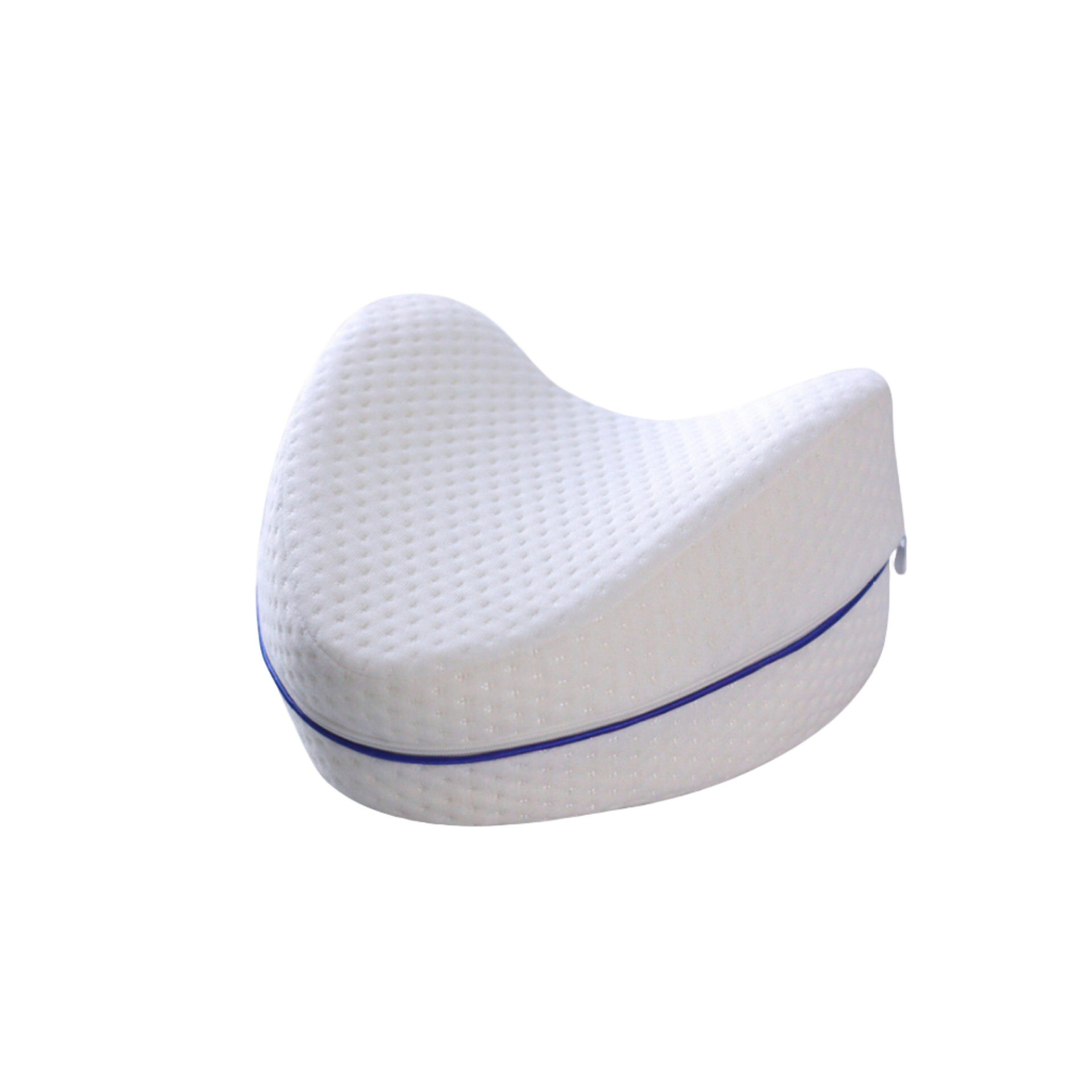 Heart-shaped memory foam knee support pillow, hero front view, ventilated foam that helps support side-sleeper hip and spine alignment.