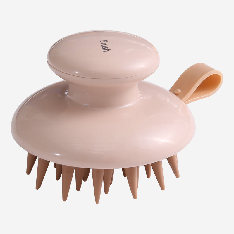 Brush scalp massager and shampoo brush, hero front view, soft silicone tips with air-cushioned head to help support a comfortable, deeper-feeling cleanse.