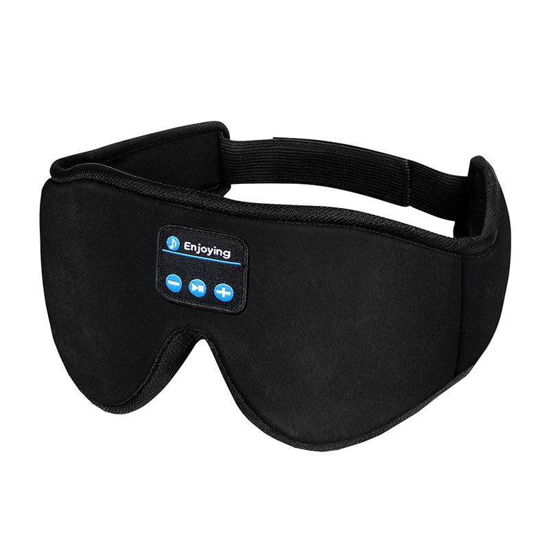 Bluetooth sleep mask, front view with contoured blackout design and 4 mm ultra-thin speakers for side sleepers, removable audio module and padded finish.