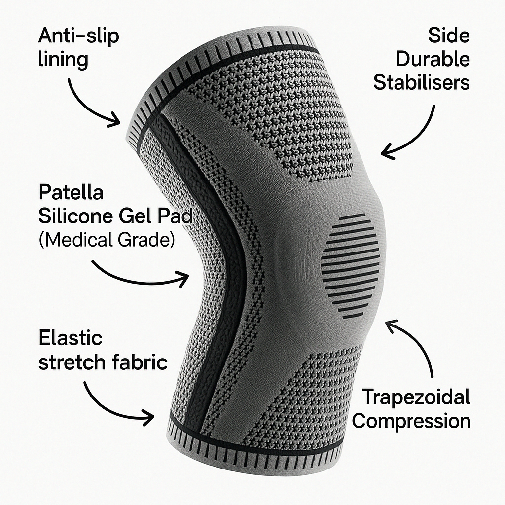 Silicone Knee Compression Brace | Patella Support
