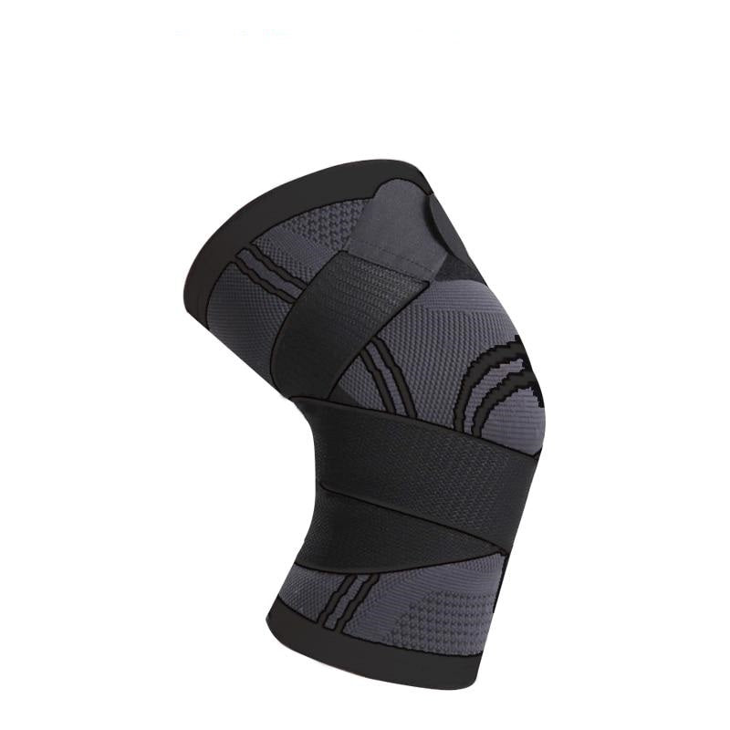 Knee compression sleeve, hero front view, adjustable strap design with graduated compression to help support stability during sport and daily movement.