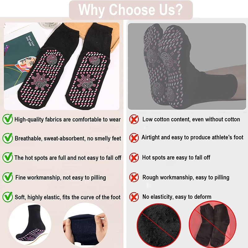 Self-Heating Socks | Thermal Tourmaline Feet