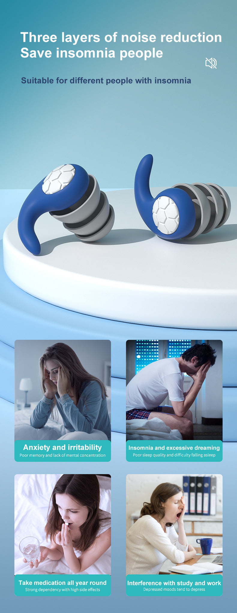 Calming Sleep Noise Cancelling Earplugs | Soft Comfort